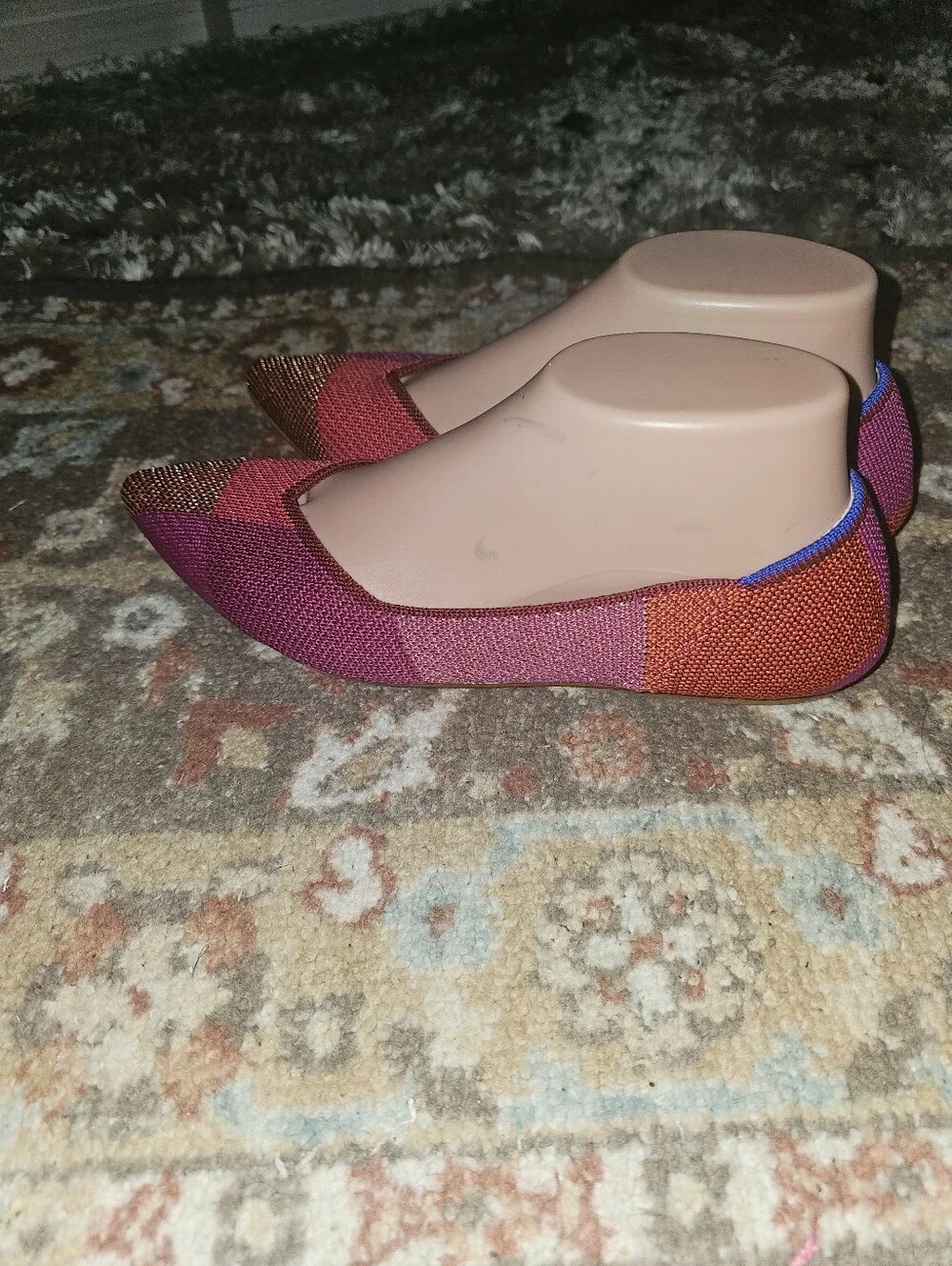 ROTHY'S 'The Point' Gorgeous Pomegranate/Metallic Fuschia Red Tangerine Size 8